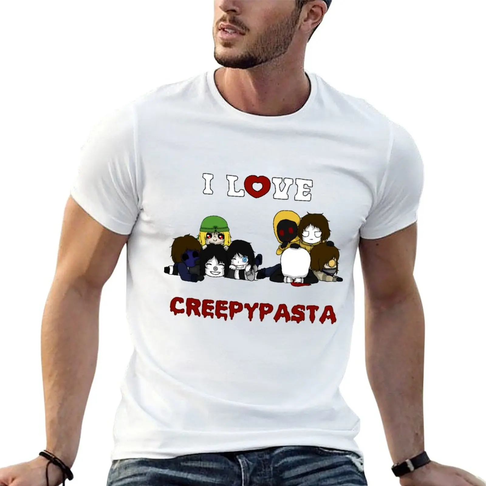 

Футболка «Я люблю Creepypasta Chibi», мужская футболка с рисунком, мужские футболки с рисунком, футболка