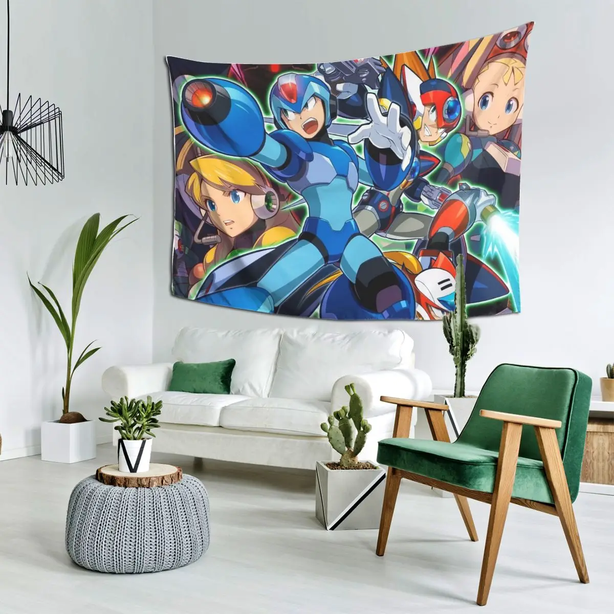 Megaman Video Game Mega Man Tapestry Decoration Art Aesthetic Tapestries for Living Room Bedroom Home Wall Cloth Wall Hanging