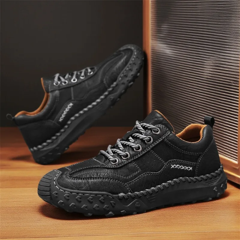 

Mens Walking Shoes New Leather Retro Soft Sole Breathable Casual Sneakers Outdoor Anti Slip High Quality Loafers for Man