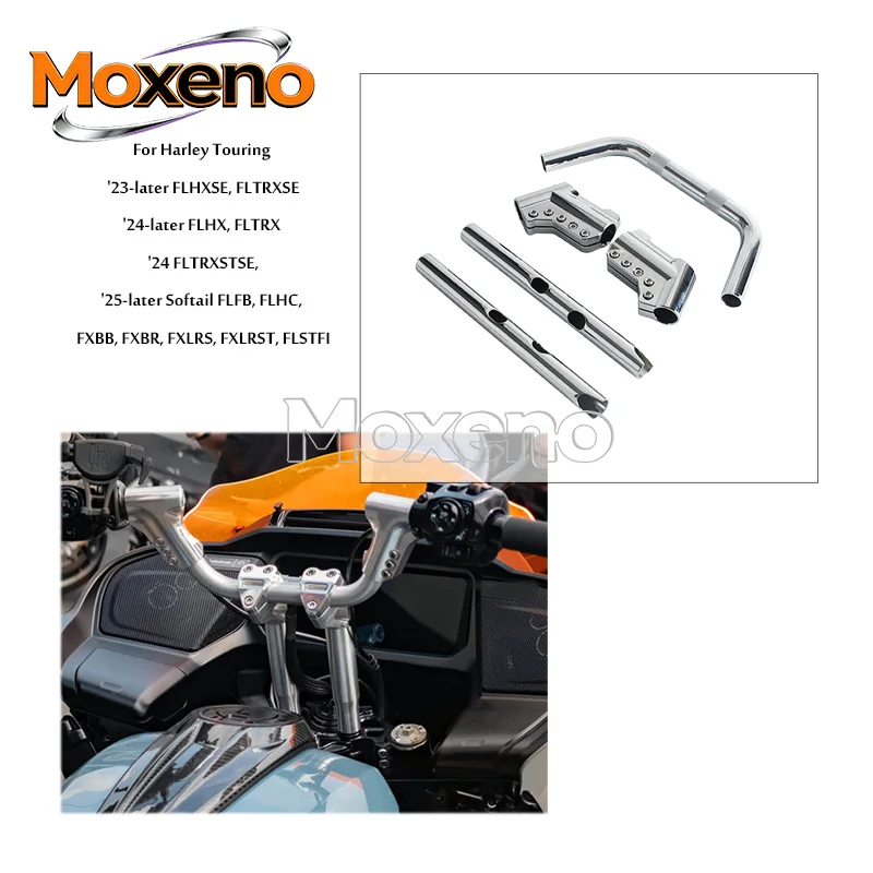 For Harley Touring 2008-2023 Black 5.5 Inch Rise Handlebar 1 Inch Riser Mount Slotted Internal Long Distance Tour Upgrade 1 Bar