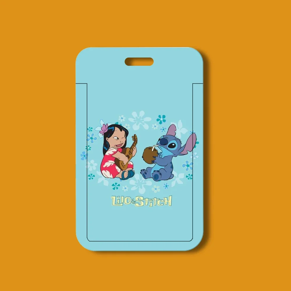 Potdemiel Stitch Angel Cartoon Student Card Clip Meal Card Bus Card Holder Access Control IC Card Campus Card Pack