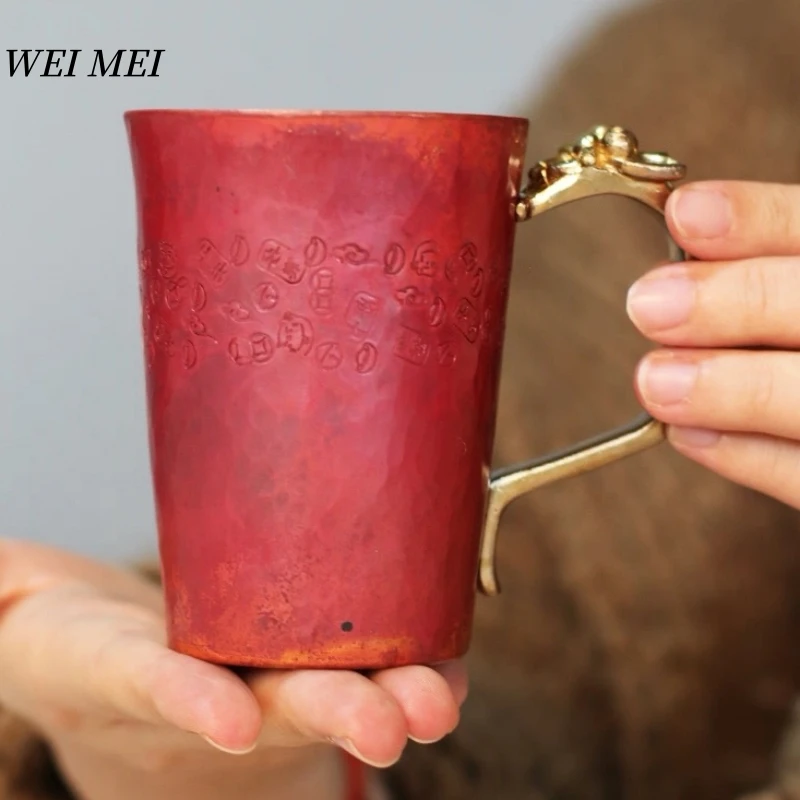 كوب قهوة إفطار نحاسي عتيق مصنوع يدويًا، كوب ماء موسكو سميك مقاوم للحرارة، كوب عصير 250 مل، أدوات مائدة فنجان شاي