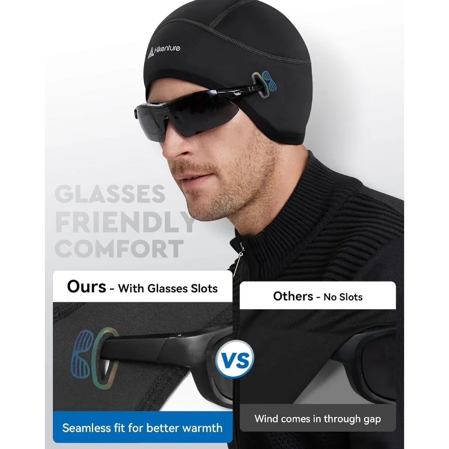 Topi Helm dengan Lubang Kacamata, Topi Bersepeda Termal Musim Dingin untuk Pria dan Wanita, Topi Beanie Bersepeda