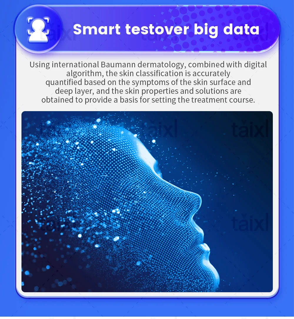 

Детектор здоровья кожи 3D-интеллект Глубокий анализ лица Цифровой анализатор кожи Портативный анализатор кожи