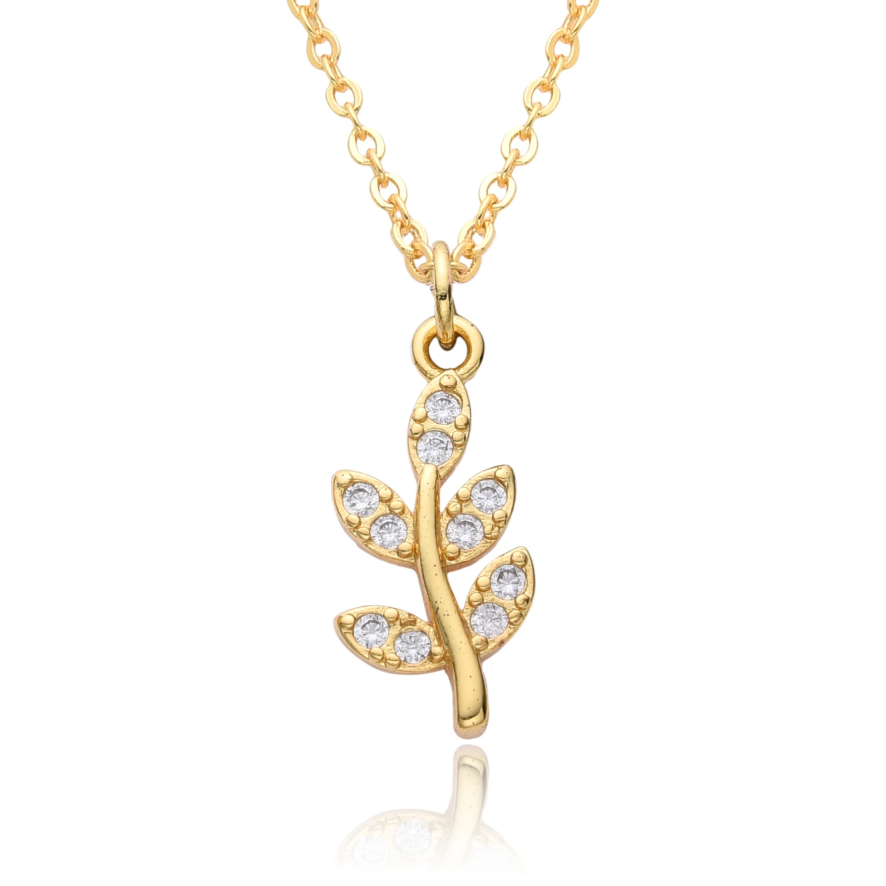 Fashion Gold Color Plant Pendant  Micro-inlaid Zircon Ginkgo Leaf Tree Necklace for Women Choker Chain Charms Jewelry Wholesale