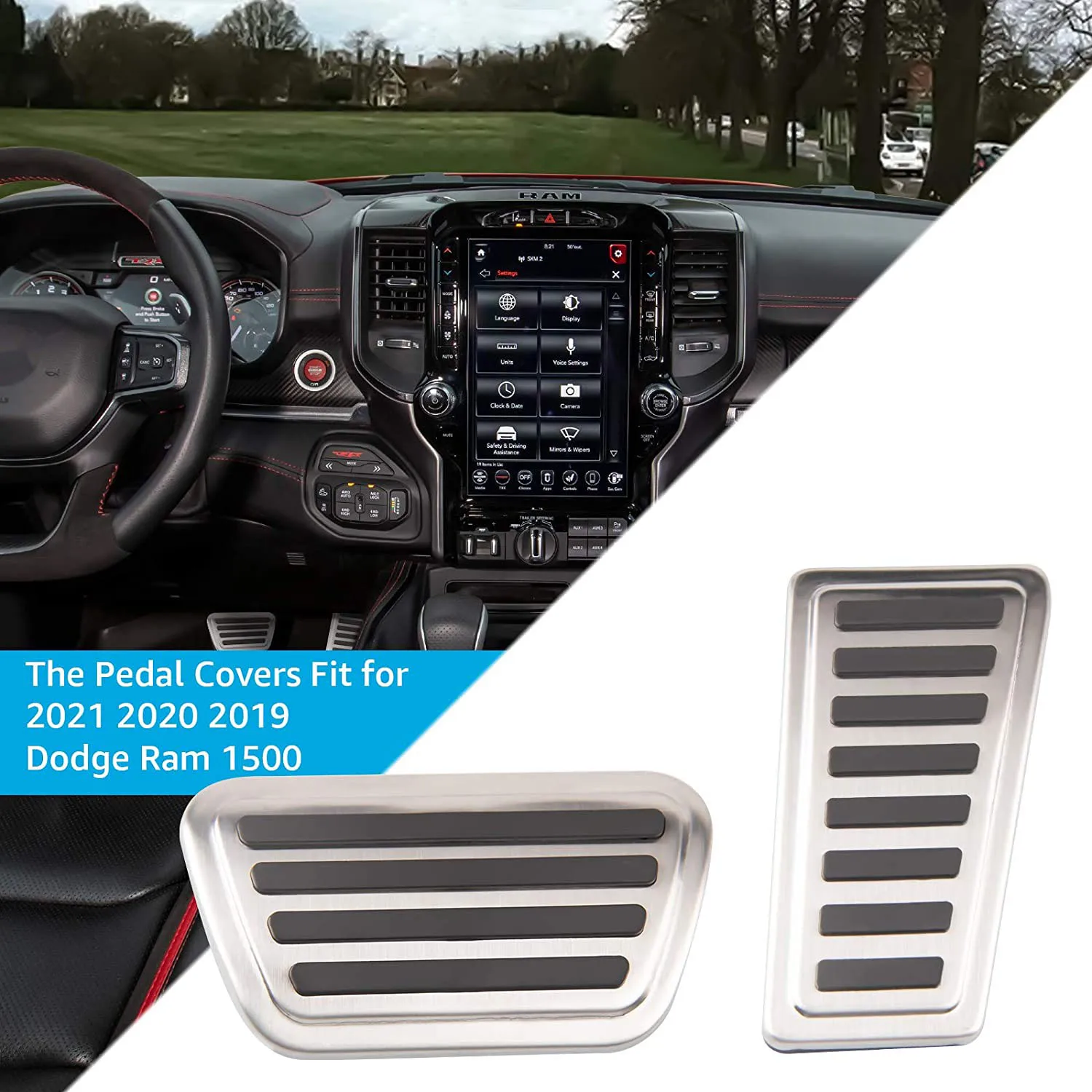 Per Dodge Ram 1500 2019 2020 2021 Accessori Copertura del pedale, Pedale dell'acceleratore del freno a gas Pad antiscivolo in lega di alluminioJAS