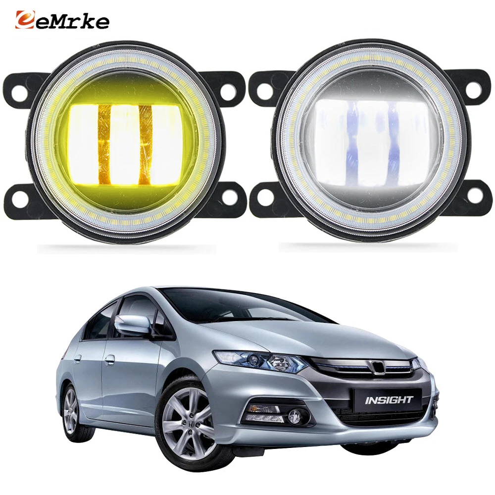 

2PCS Led Angel Eye DRL for Honda Insight ZE2 Facelift 2012 2013 2014 Fog Lights Double Color Lens Daytime Running Light 12V