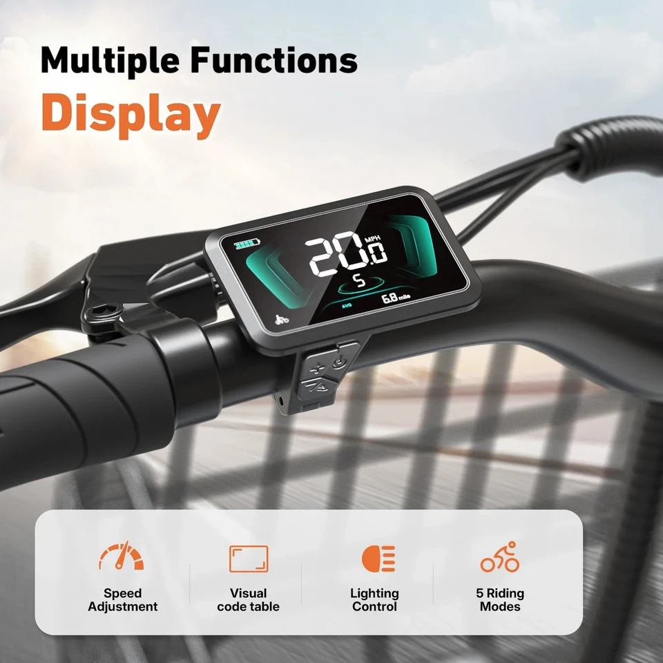QRONGE Mirage Electric Bike 1000W Peak Folding Electric Bicycle 486Wh 70 Miles Range Ebike 7 Speed 25 MPH Max 20" Step-Thru Bicycle With Front Basket Waterproof Removable Battery image 9