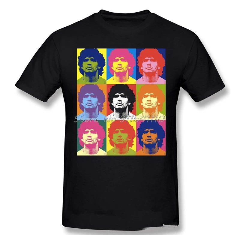 Warhol Men Leisure Loose TShirt Diego Armando Maradona Legend The Graphic Tshirts Greatest of Football Player Tops Ropa Hombre