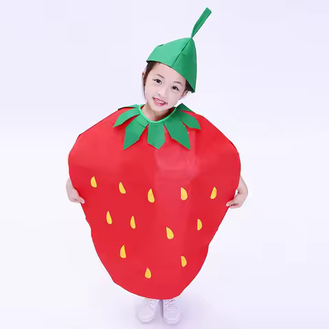 1Pc Kids Fruit Costume Halloween Outfit Design Cosplay Clothing For Funny Strawberry Suit Banana Vegetable Party