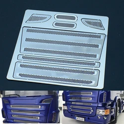 Metal Grille Mesh Front Face Grille Capa Adesivo Decorativo para 1/14 Tamiya RC Truck SCANIA R620 R470 56318 Acessórios do carro