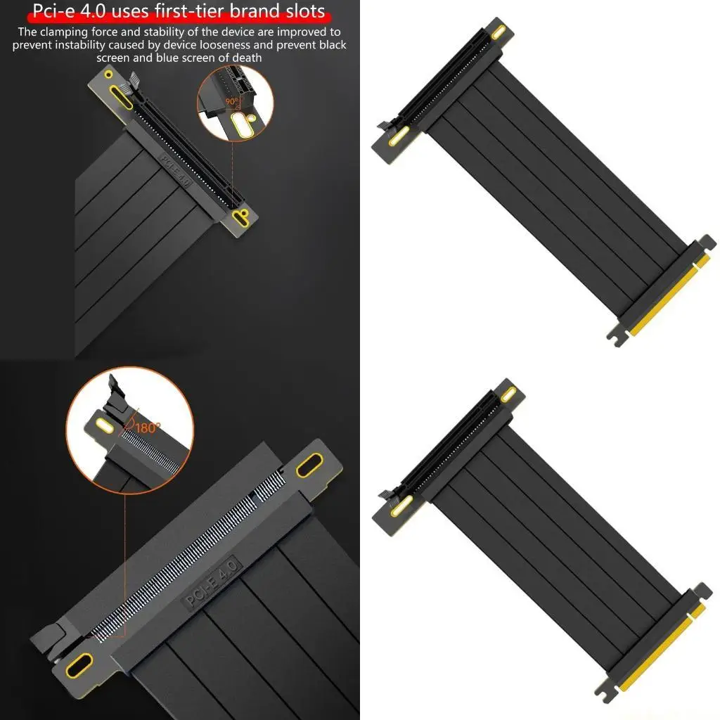 High-performance 90° 180° Graphics Card Extension Cable for w/ antijam PCI-E