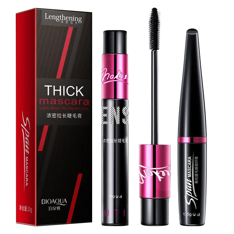 BIOAQUA Brand Black Silk Fiber Mascara Makeup Set Eyelash Extension Lengthening Volume 4D Mascara Waterproof Cosmetics 2pcs/lot