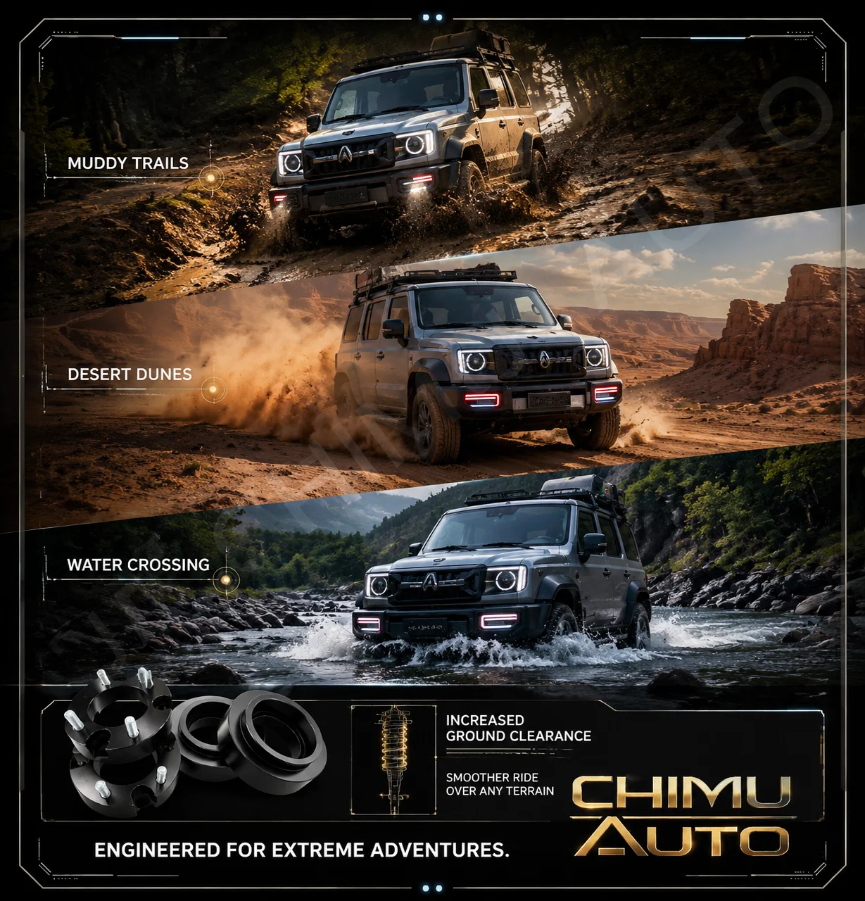 【CHIMU AUTO】2 Inch Front Rear Suspension Lift Kit Spacers for Great Wall Haval H5 Leveling Kit Forged Aluminum