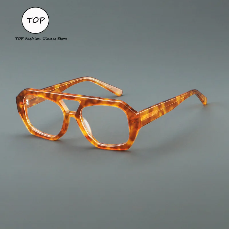 

Ретро очки-пилоты в оправе, мужские модельерские брендовые черепаховые очки ручной работы для чтения при близорукости, женские очки по рецепту 141 мм