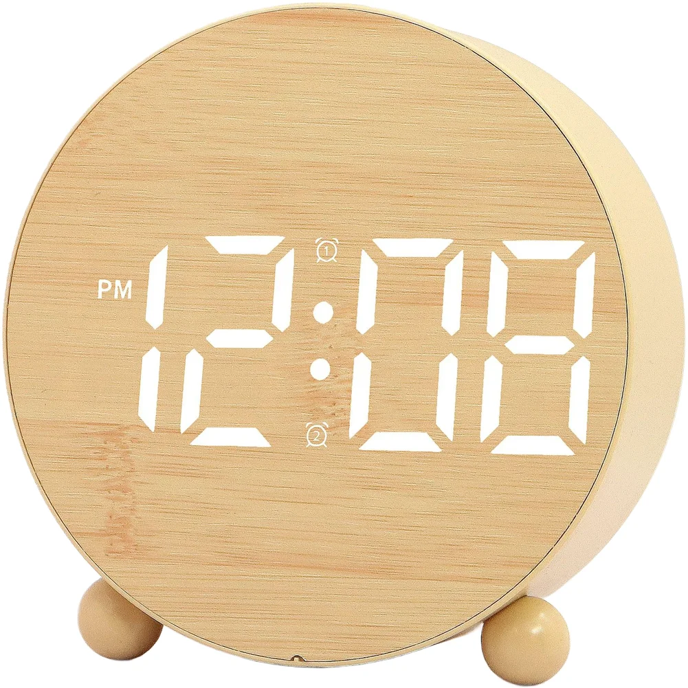 Digital LED Alarm Clock Featuring Dual Alarm Function Adjustable Brightness Date Temperature Display and Snooze Time Selection