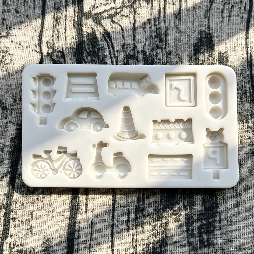 Traffic Light Lane Car Silicone Sugarcraft Mold Resin Tools Cupcake Baking Mould Fondant Cake Decorating Tools