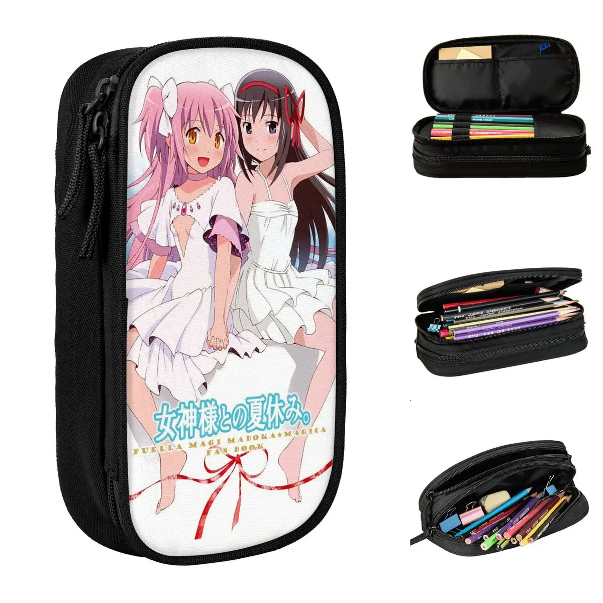 Homura Akemi Madoka Kaname Pencil Cases Puella Magi Madoka Magica Pen Holder Bags Student School Supplies Pencilcases