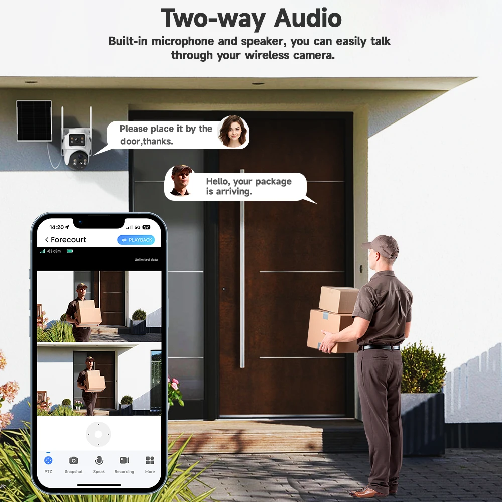 V380MAX BP9 Dual Lens 8MP Outdoor Camera 4G Security Surveillance System IP Camera with PIR Motion Detection And Night Vision