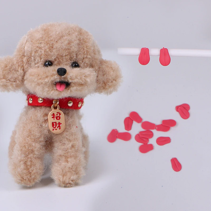 10Pcs Mini Plush Doll Tongue Decoration Cute Teddy Dog Small Tongue For Cartoon Stuffed Dolls Accessories