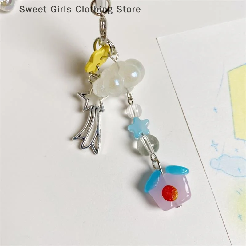 1/2 قطعة لطيف سحابة البيت النيزك الاستحمام سلسلة هواتف سلسلة مفاتيح قصيرة المعلقات حقيبة معلقة على ظهره السحر كيرينغ هدايا عيد الميلاد #4