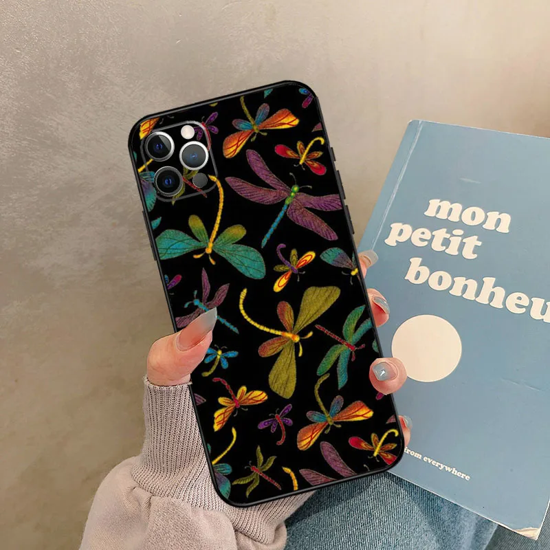 حافظة على شكل اليعسوب الملونة لهاتف آيفون 17 Air 14 16 15 11 12 13 Pro Max 12 mini XR 15 16 Plus 16e غطاء خلفي شل #5