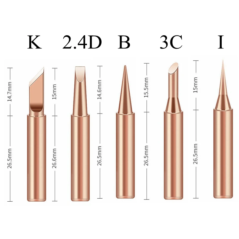 3/5pcs Punta del saldatore Rame puro 900M Testa del saldatore Set All\'interno di Rame nudo caldo Saldatore elettrico Strumenti di saldatura