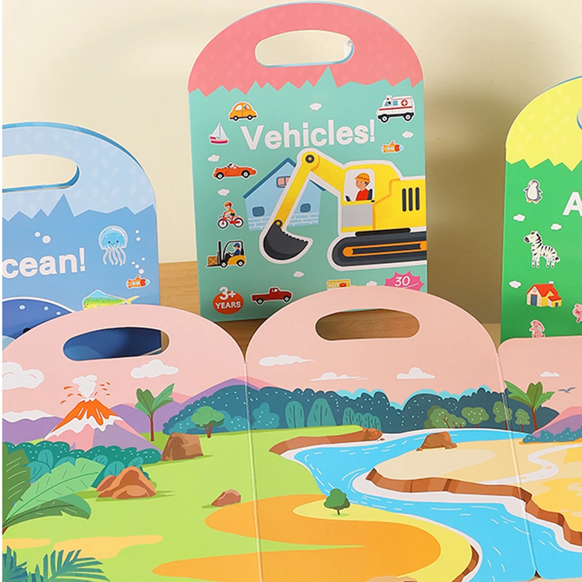 

Книги-наклейки для детей, 3D многоразовые наклейки, книги для малышей, животные, динозавры, океанский мир, автомобиль, образовательные наклейки для путешествий