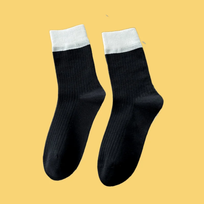 7/14 Pairs High Quality Spring And Autumn Women's Mid-tube Socks Versatile Trendy Socks Color Matching Long Tube Stacked Socks