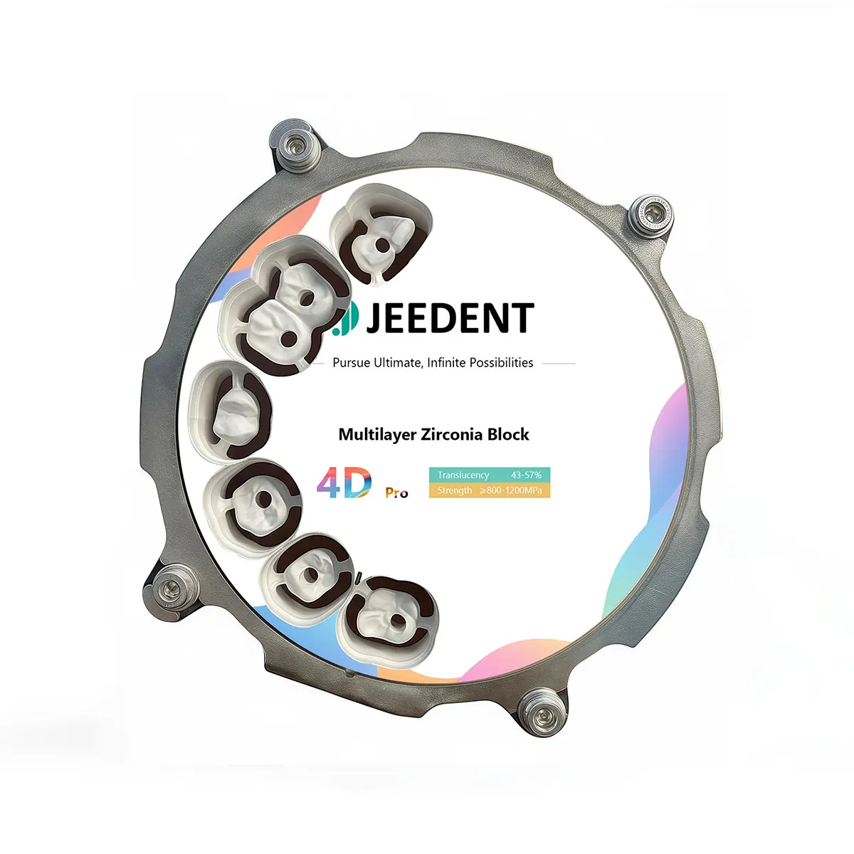JEEDENT 4DPRO Pre-shaded Multilayer Zirconia Blocks 98mm Natural Translucent CAD CAM Dental Crown Bridge Lab Restoration Blank