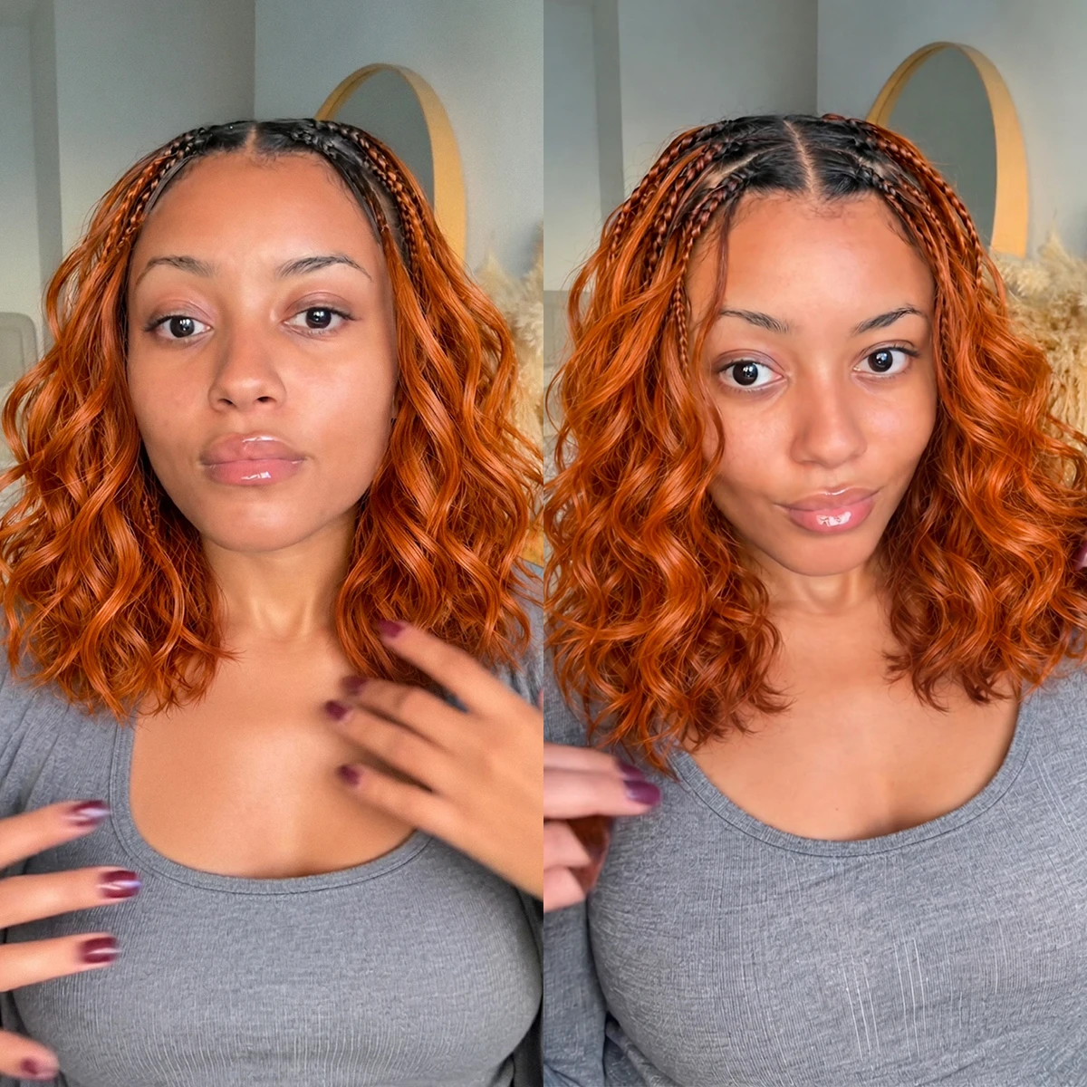 Ginger Copper Body Wave Human Crochet Hair Short Miracle Knots Feather Knotless Pre Separated Braiding Hair Extensions For Women