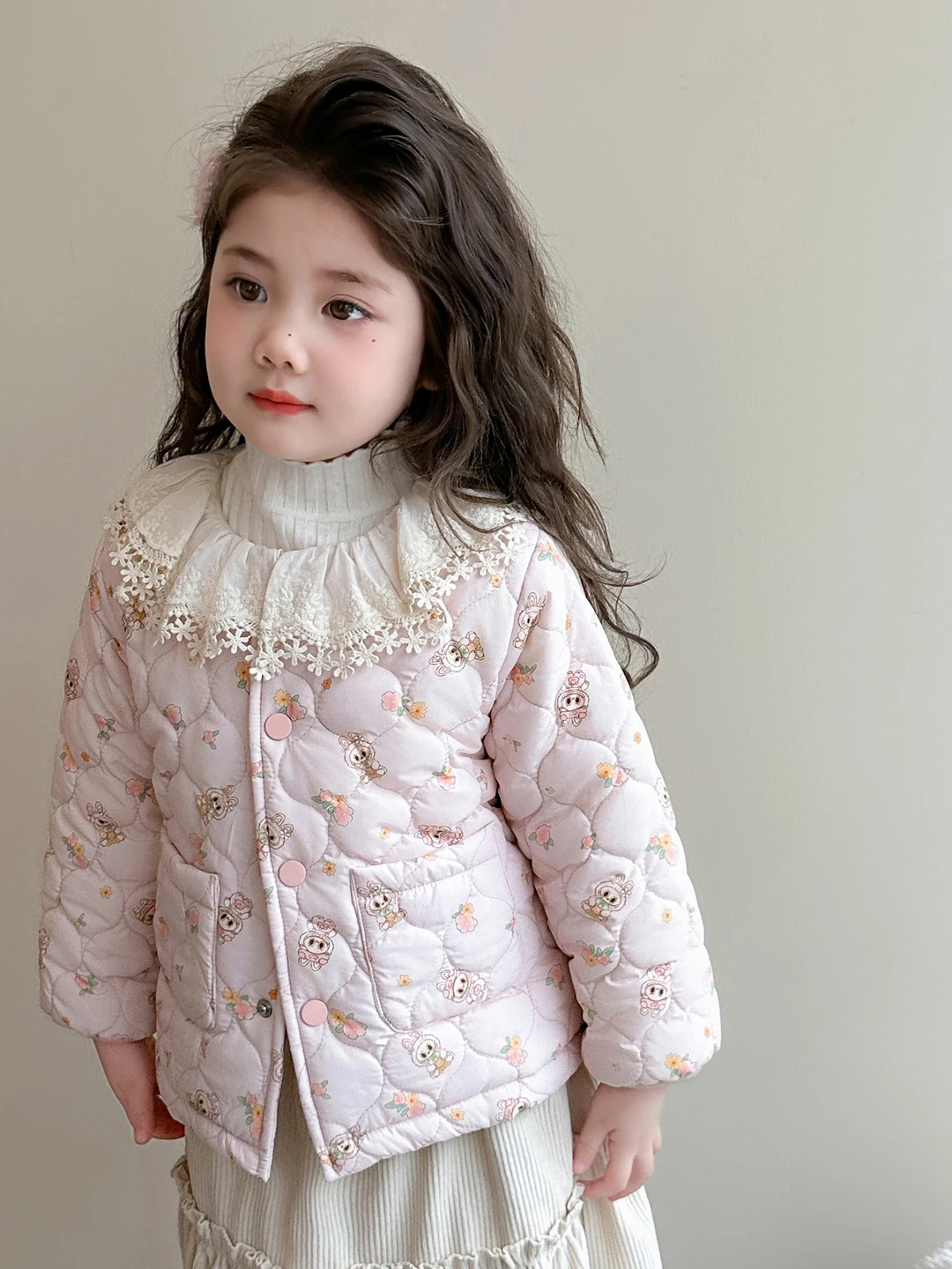 

Girls Cotton Jaet Autumn Winter Clothes 2025 New Children's Fce Lined Cotton Coat Baby Girls Warm Outerwear