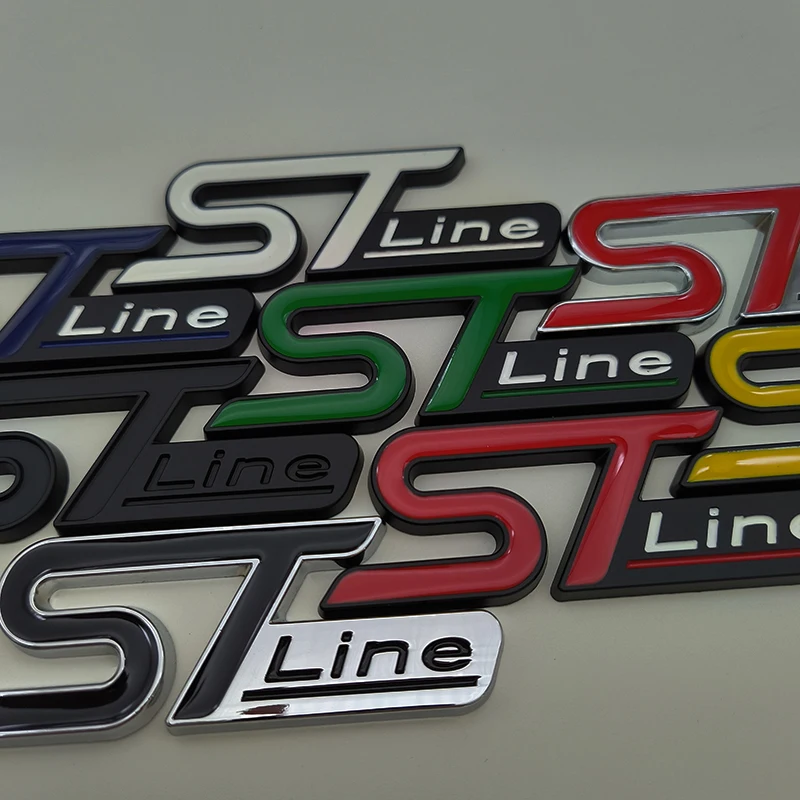 ثلاثية الأبعاد شعار معدني ST خط سيارة الجبهة مصبغة شعار الخلفي الجذع شارة لفورد إيدج/بوما/كوغا/مونديو/فييستا/Ecosport/التركيز الملحقات #4