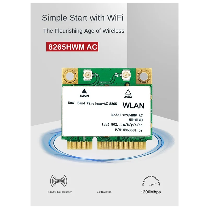 1200m wifi sem fio lan banda dupla 2.4g 5ghz bluetooth 4.2 gigabit adaptador lan sem fio para win7 win8 win10 linux 7265hmw a002