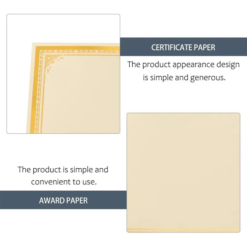 8 Sheets Paper Gold Paper Blank School Certificate A4 Paper Paper Diploma For Campus Award Plated Paper Retro Writing Paper