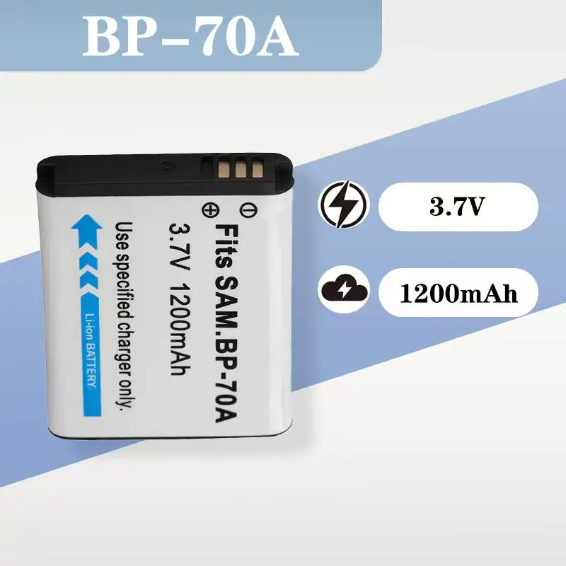 Full - Decoded 1200mAh High - Capacity Lithium Battery 3.7V for Samsung BP70A Camera - Long - Lasting Performance