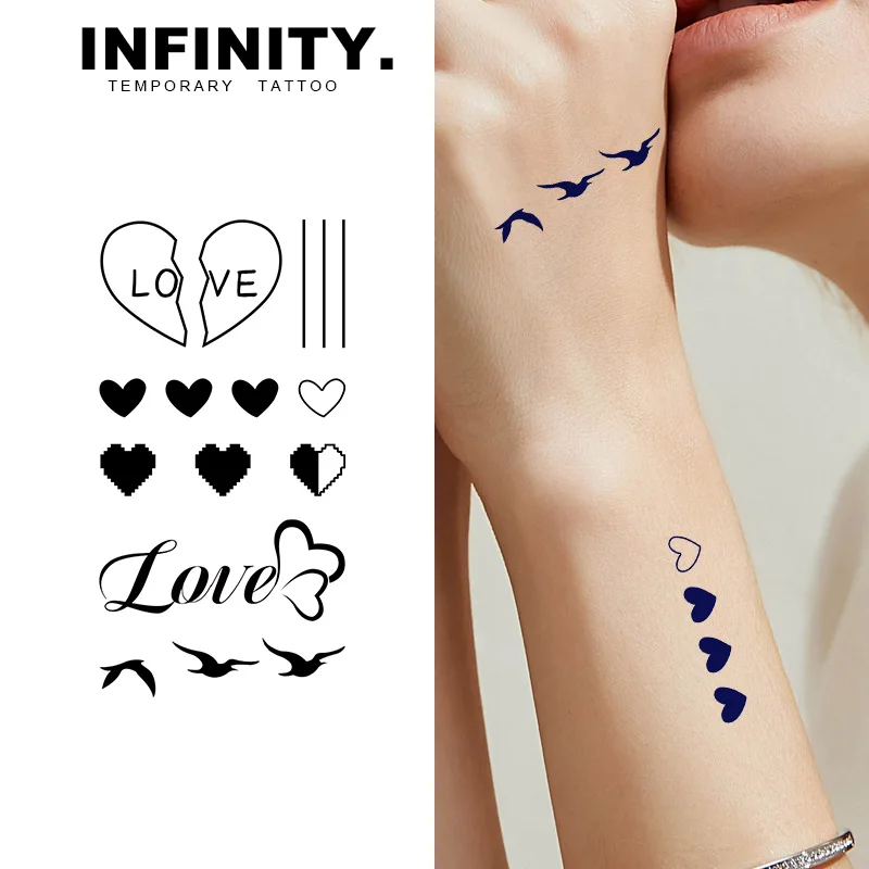 Love Combination temporary tattoo sticker, waterproof magic tattoo, lasts to 8-15 days fake tattoo, semi permanent tattoo