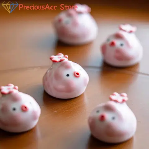 Keramisk fisk te husdjur staty liten fisk spotta bubblor under kopp botten rosa spotta bubblor gris prydnad vattenkoppar mugg dekoration present 10 best sales teapet - №5