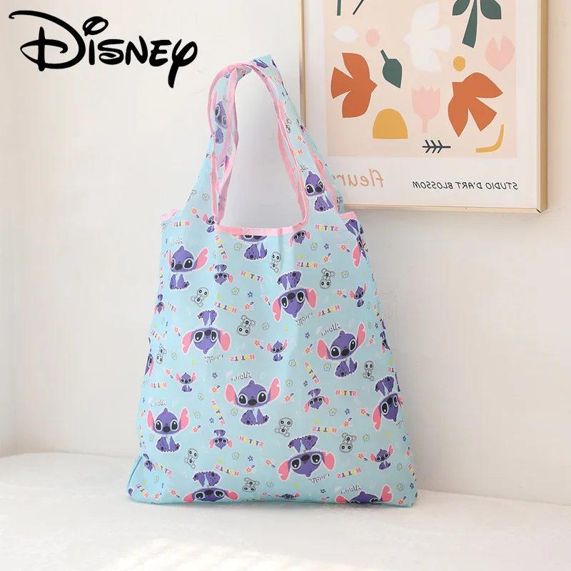 Cartoon Stitch Disney Large Capacity Environmentally Friendly Bags Portable Foldable Supermarket Shopping Bags Cloth Bag