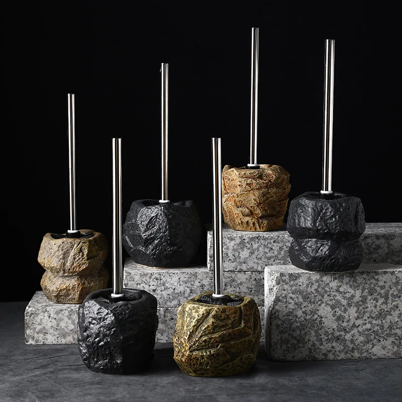 

Hotel Vintage Stone Shape Ceramic Toilet Brush Irregular Toilet Wash Toilet Brush Household Cleaning Brush Bathroom Accessories