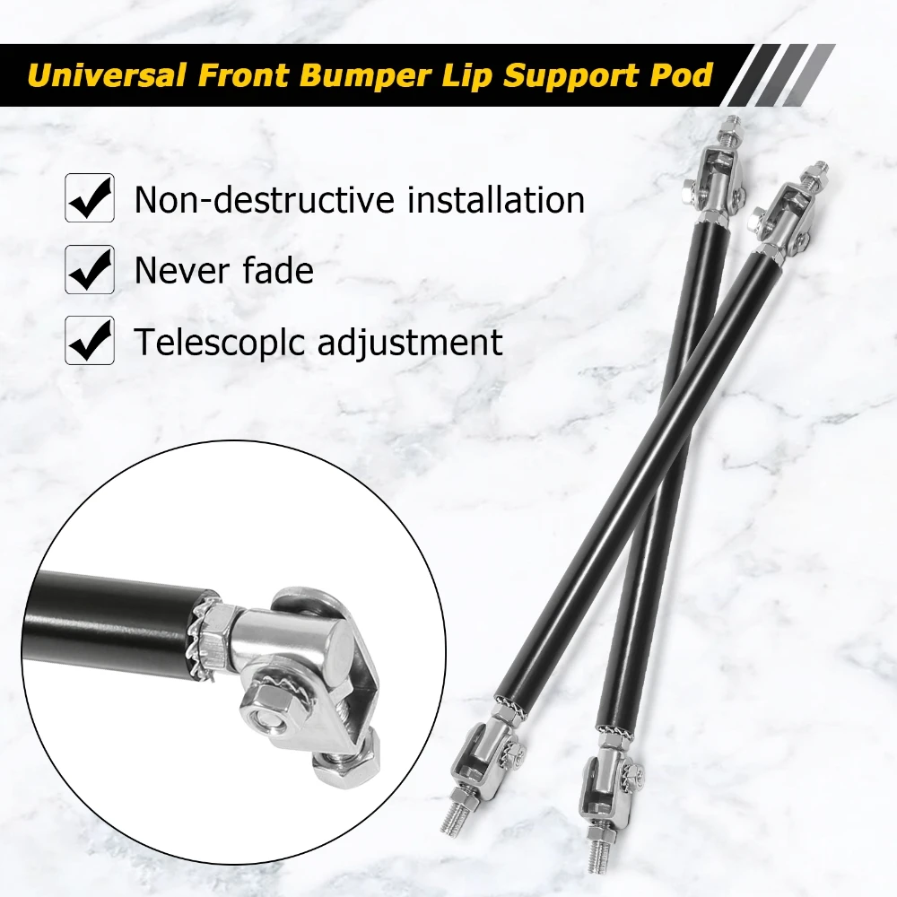 200mm Adjustable Front Bumper Lip Splitter Strut Rod Tie Support Bars Universal fit for Any cars, SUVs, trucks Spoiler view 3