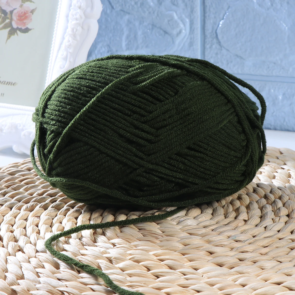 الحليب غزل القطن 50 جرام لينة مكتنزة الغزل للحياكة قبعات كروشيه البلوزات والأوشحة الدافئة مريحة DIY بها بنفسك اكسسوارات الجيش الأخضر #1