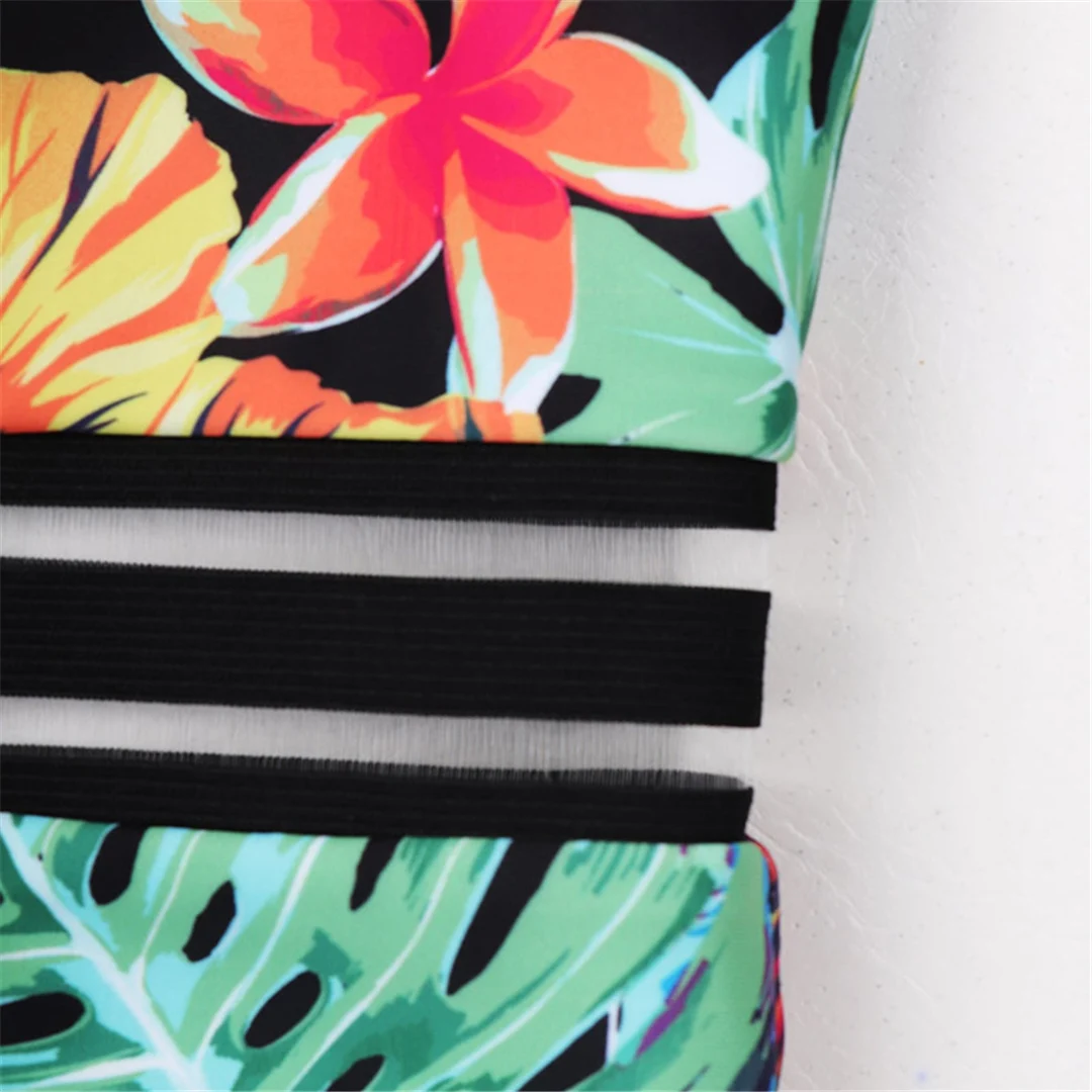 S - XL, mit Blättermuster, mit Bügel und integriertem BH, Damen-Badeanzug, einteiliger Badeanzug, Damen-Monokini, Badebekleidung, Badeanzug, Modell V5466. – Detail 12