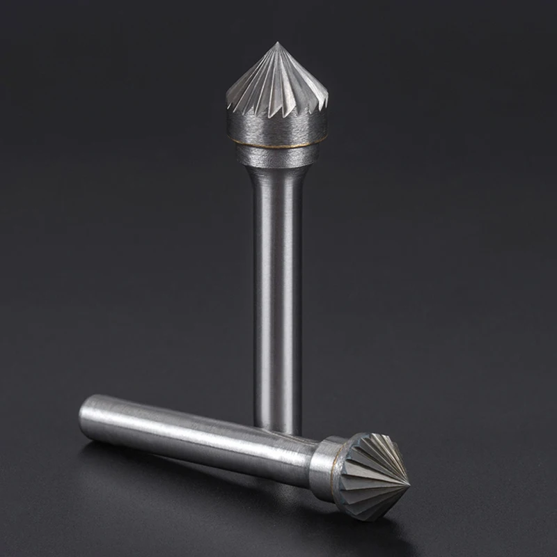 1 Pcs 90 Degree Carbide Rotary File Shank Diameter 6mm Tungsten Steel Alloy Milling Cutter Conical Metal Grinding Head K-Type