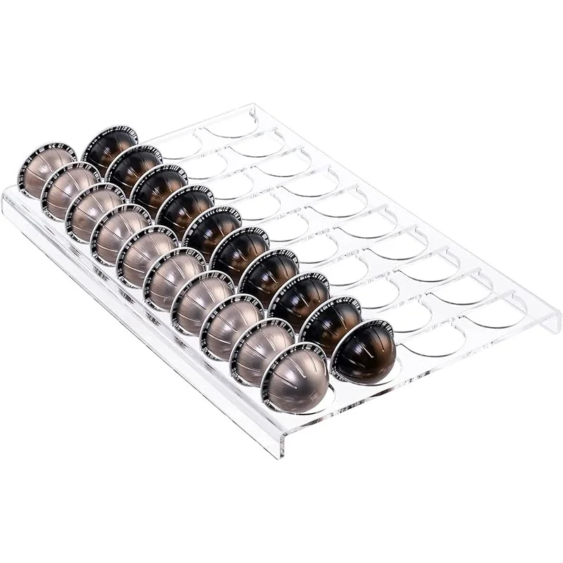 

Suitable for kitchens and homes - transparent coffee box rack storage tray with 40 capsules, drawer insert storage