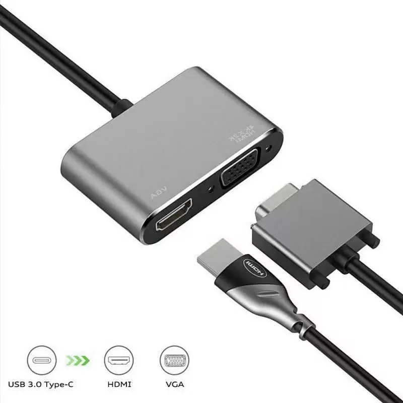 4K USB C Type C To HDMI-compatible VGA Adapter Audio Video Converter For Samsung Galaxy S10/S9/S8 Huawei Mate 20/P30 Pro