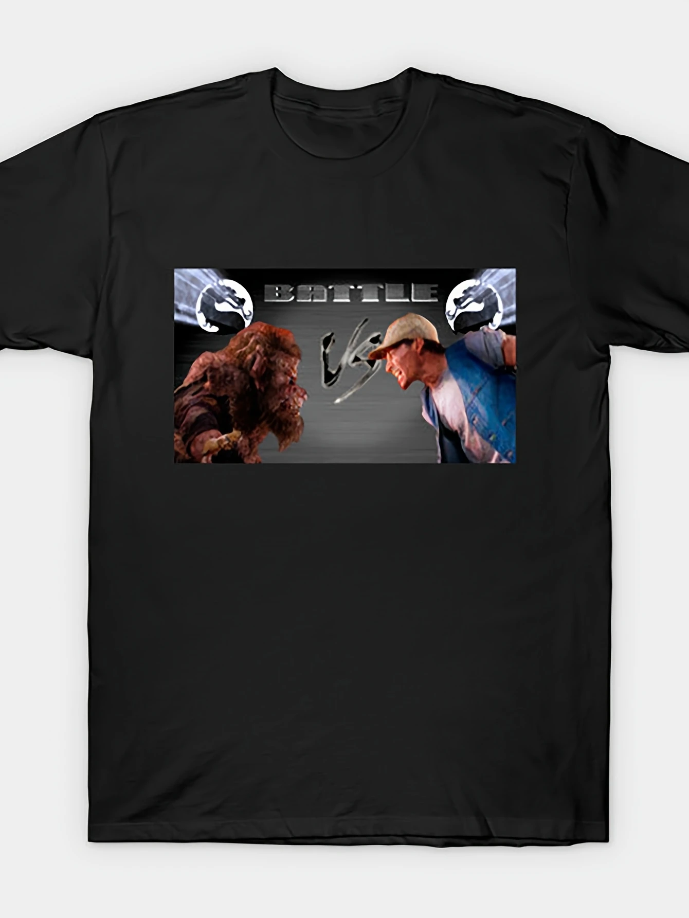 Men's Retro Gaming T-Shirt - Humorous fighting game taunt graphic tee with iconic video game characters, 180G crew neck casual