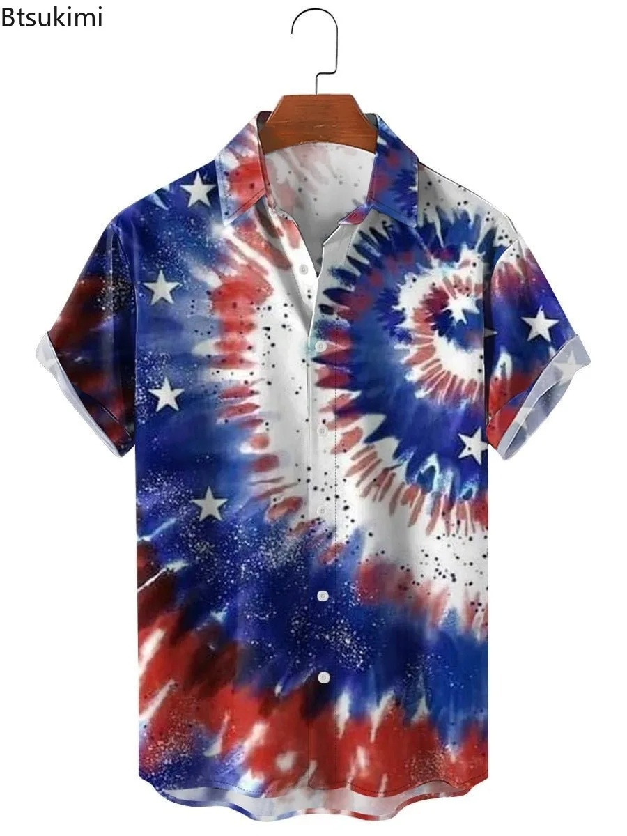 New Men's Summer Shirts Fashion 3D Print Pattern Lapel Short Sleeve Vintage Tops 2025 Casual Street Men Clothing Hawaiian Shirts