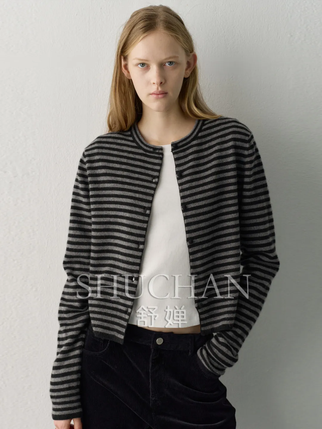 Striped Sweater Cardigan Women's Autumn and Winter New High-end Designer Wool Knitting Sueters De Mujer