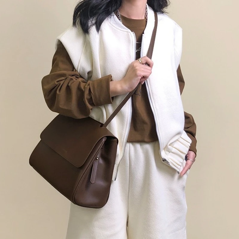 Fashion Shoulder Soft Leather Women's Bag,Large Capacity Hundred Crossbody Tote Underarm Bag, Genuine Leather Women's Bag